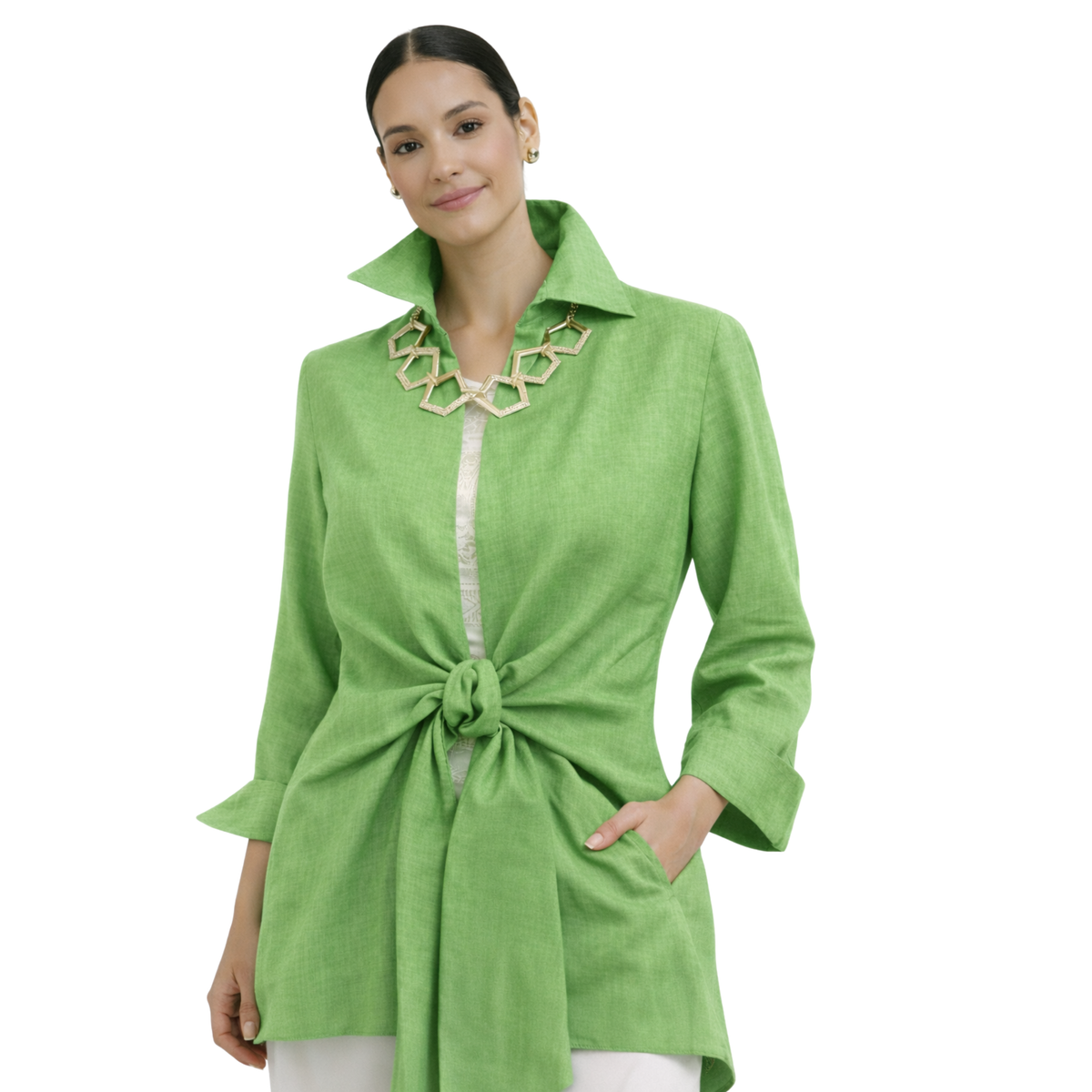 Linen Tie Front Jacket