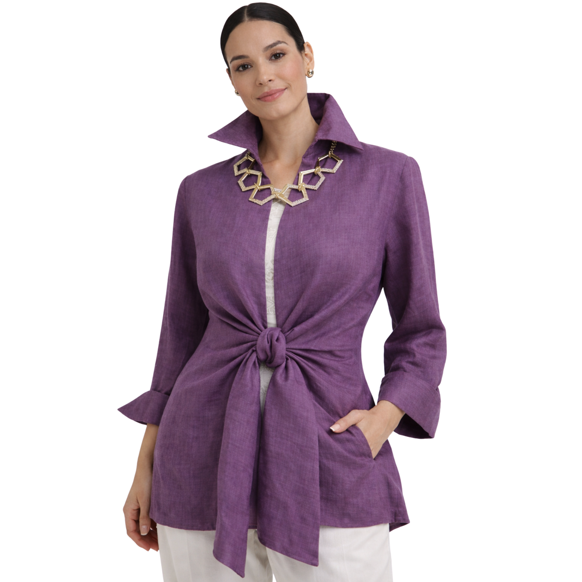 Linen Tie Front Jacket