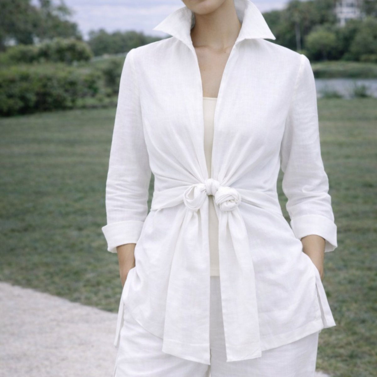 Linen Tie Front Jacket