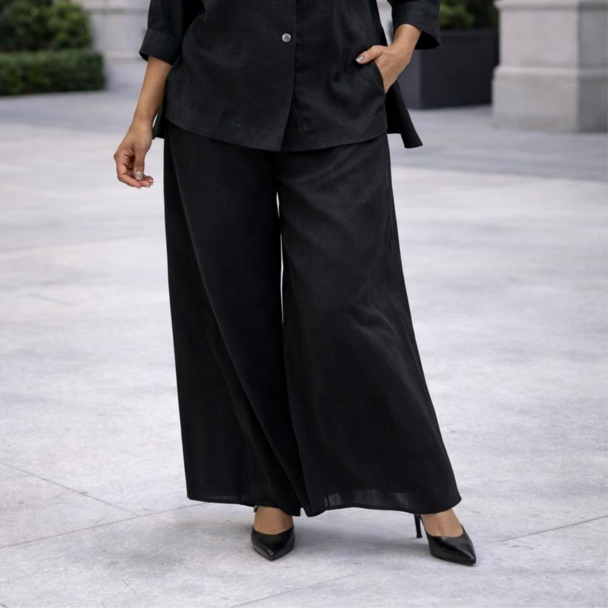 Rachel Linen Palazzo Pants – Flat Front Wide Leg-Essentials