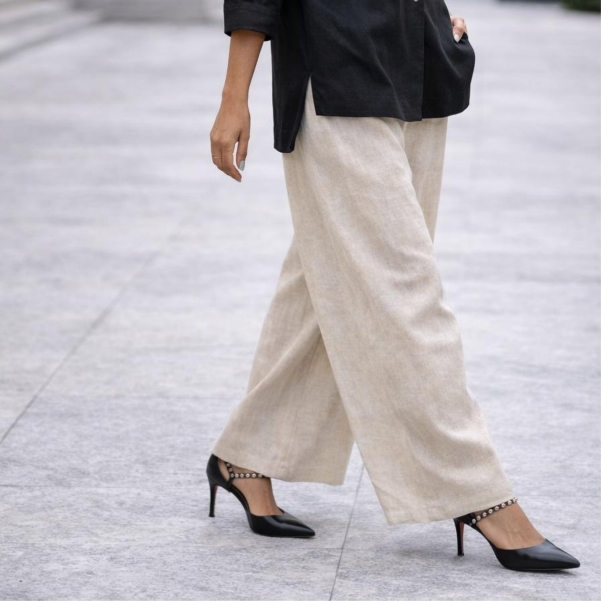 Rachel Linen Palazzo Pants – Flat Front Wide Leg-Essentials