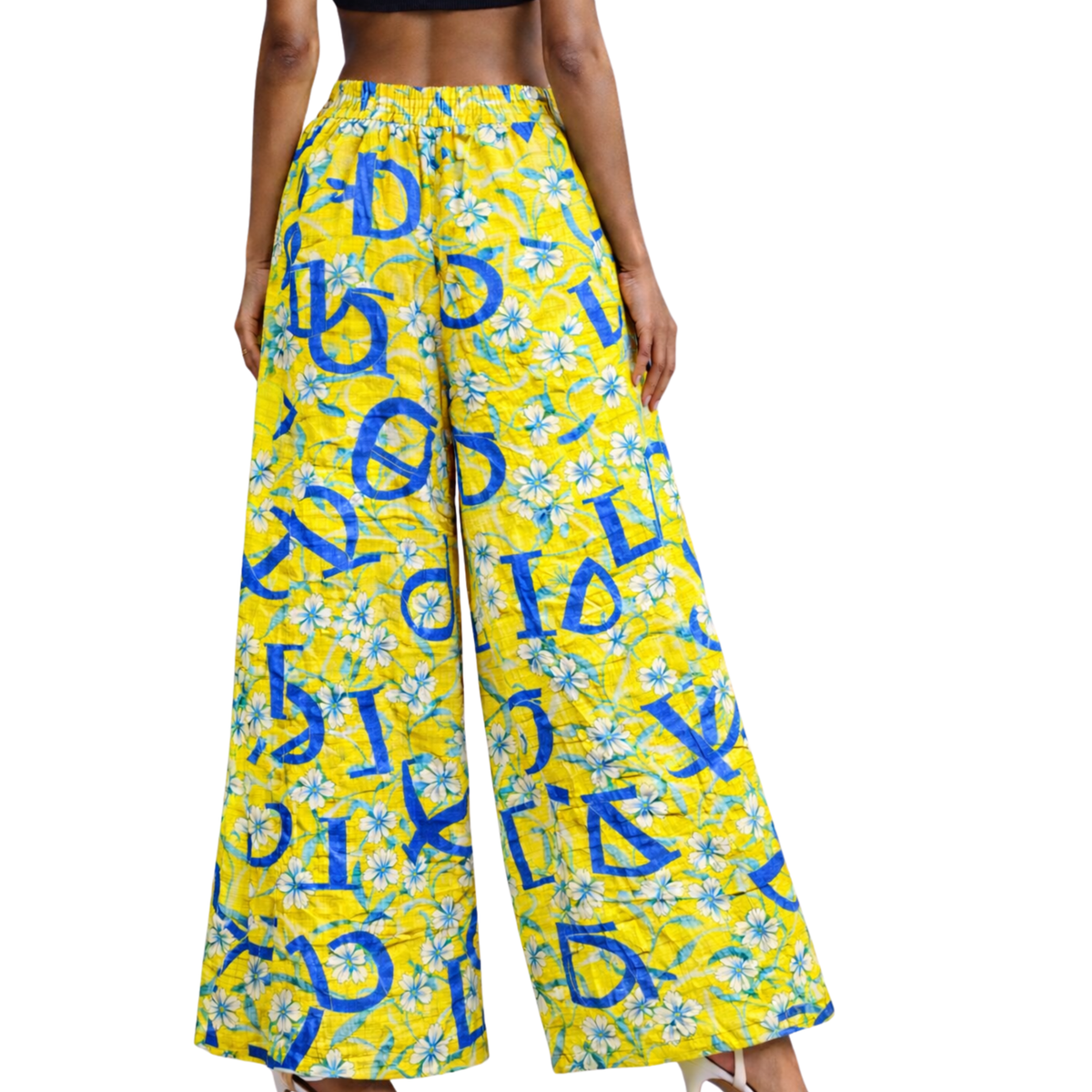 Rachel Linen Palazzo Pants – Flat Front Wide Leg - Artist Prints