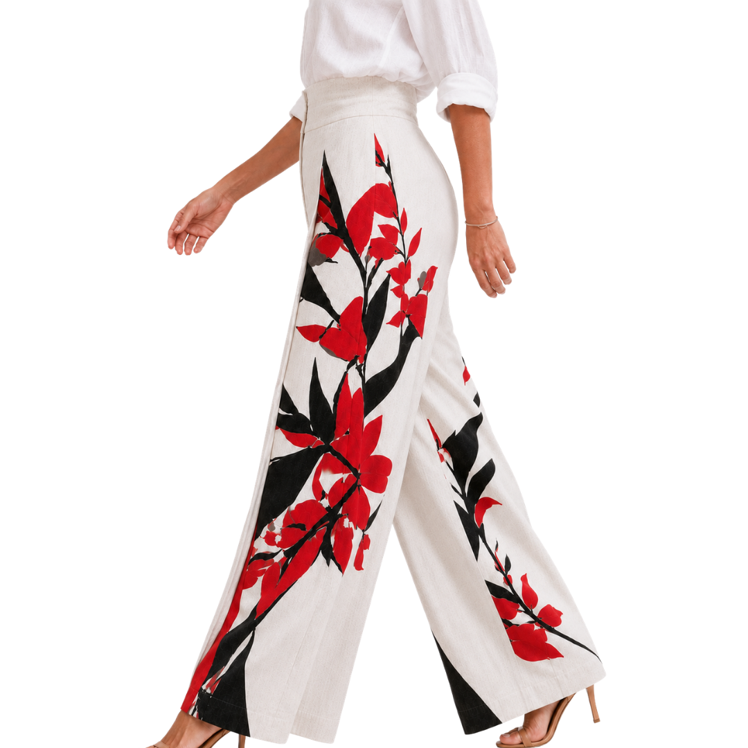 Margaux High-Waist Pleated Elastic-Back Wide-Leg Linen Pants