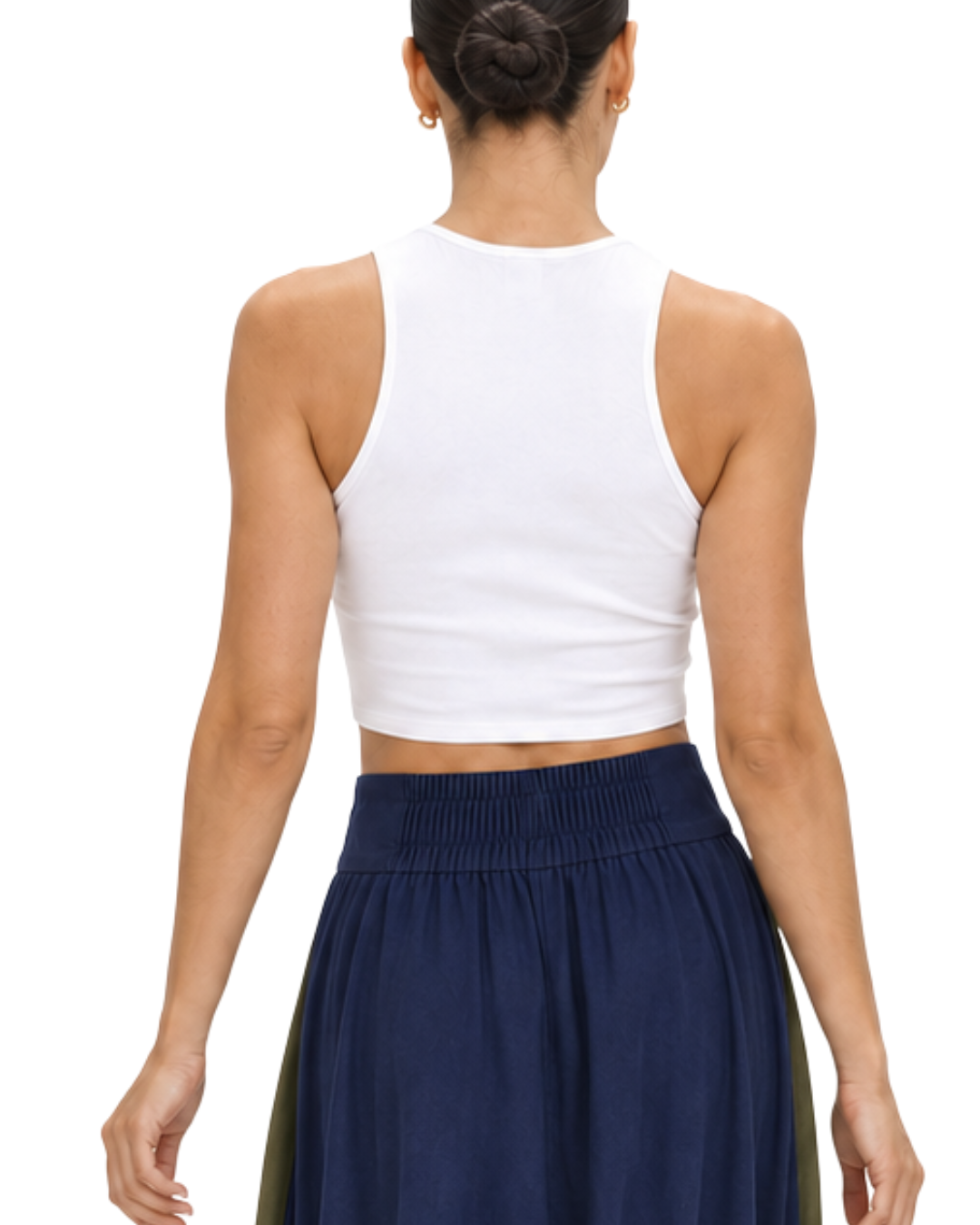 Alessia Two-Tone Circular-Flare Linen Maxi Skirt