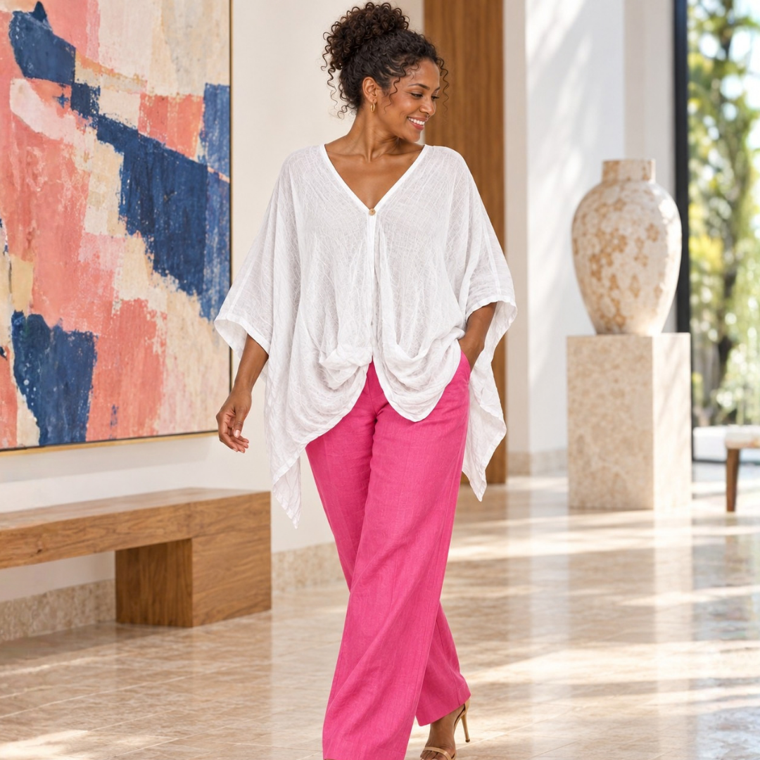 Elara Draped Linen Top