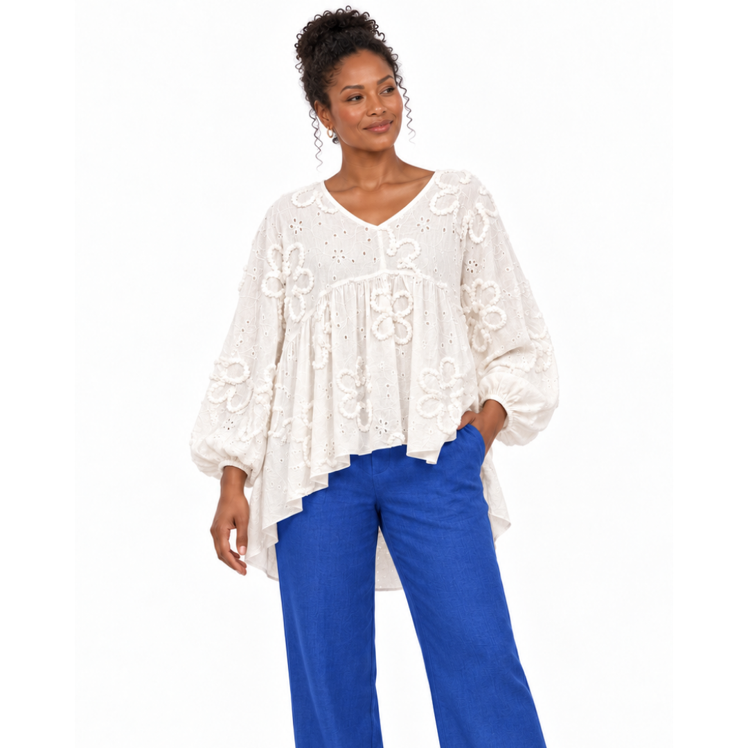Isadora Embroidered Linen Top