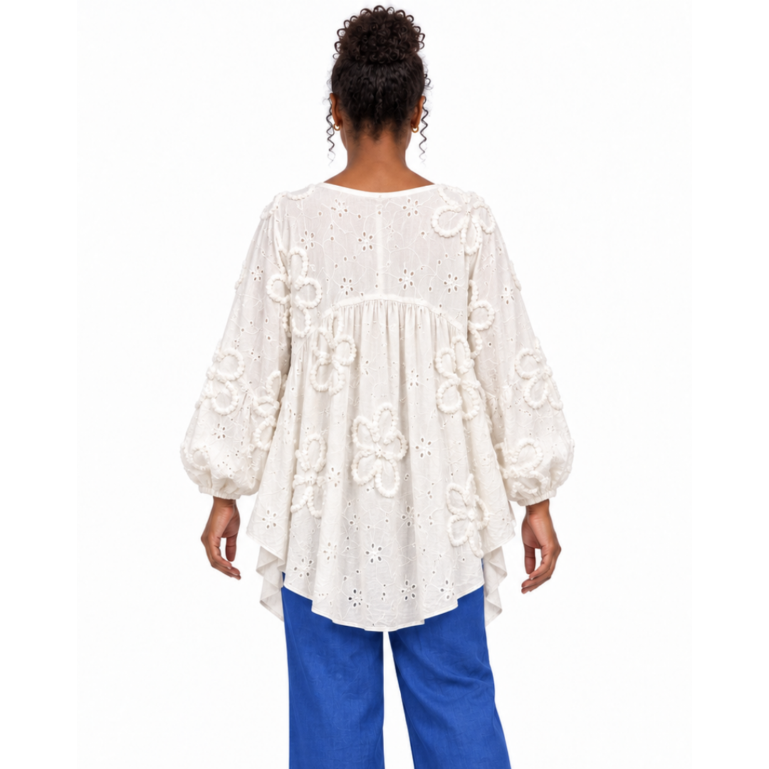 Isadora Embroidered Linen Top