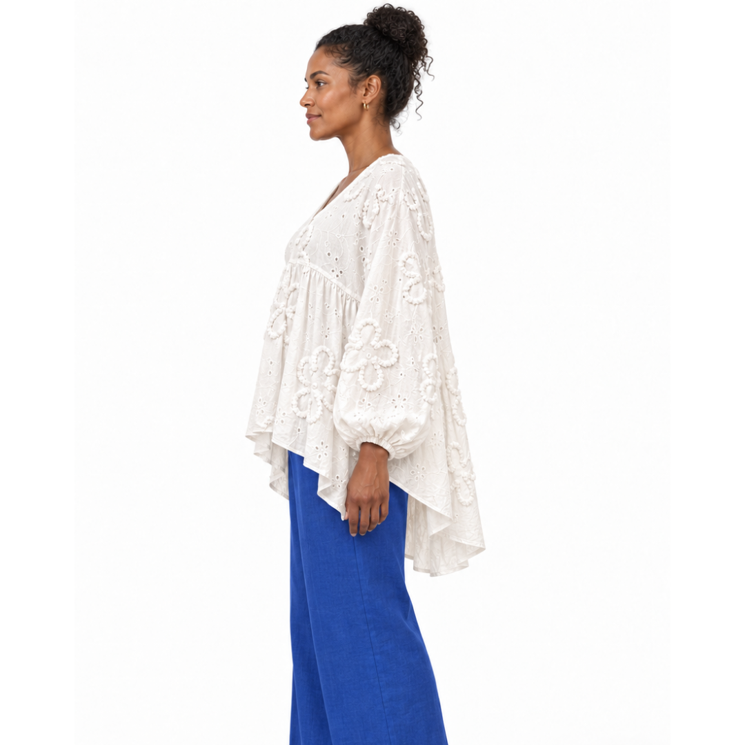 Isadora Embroidered Linen Top