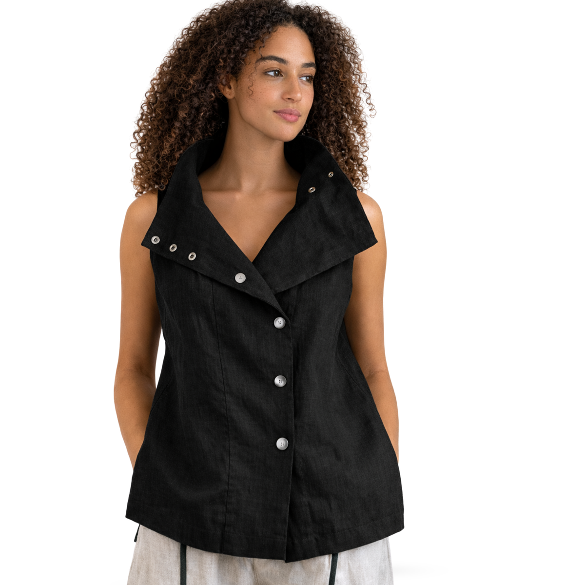 Portofino Linen Vest – Versatile Women's Linen Layering Top