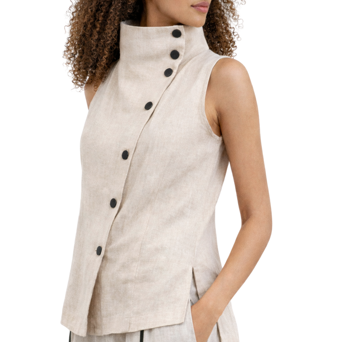 Portofino Linen Vest – Versatile Women's Linen Layering Top