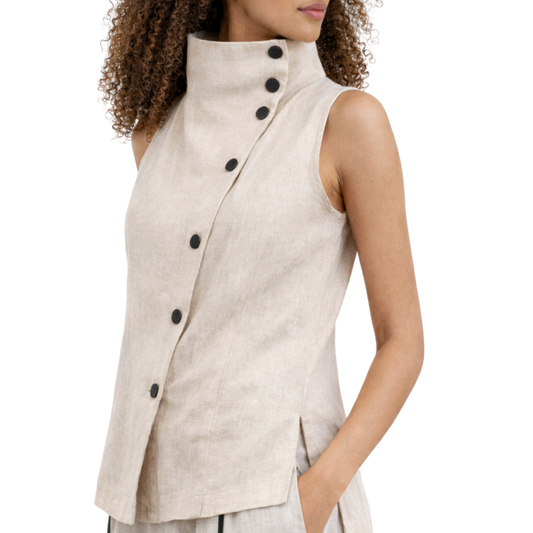 Portofino Linen Vest – Versatile Women's Linen Layering Top