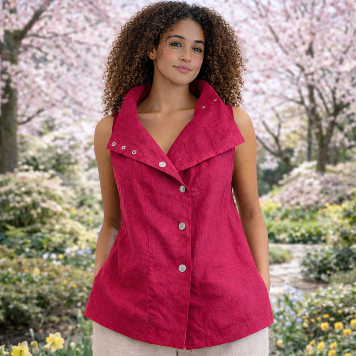 Portofino Linen Vest – Versatile Women's Linen Layering Top