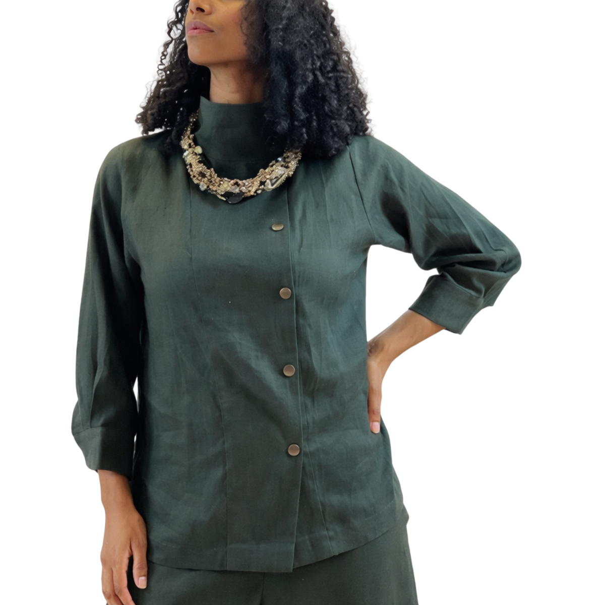 Ju’Ae 100% Linen Box Collar Tunic