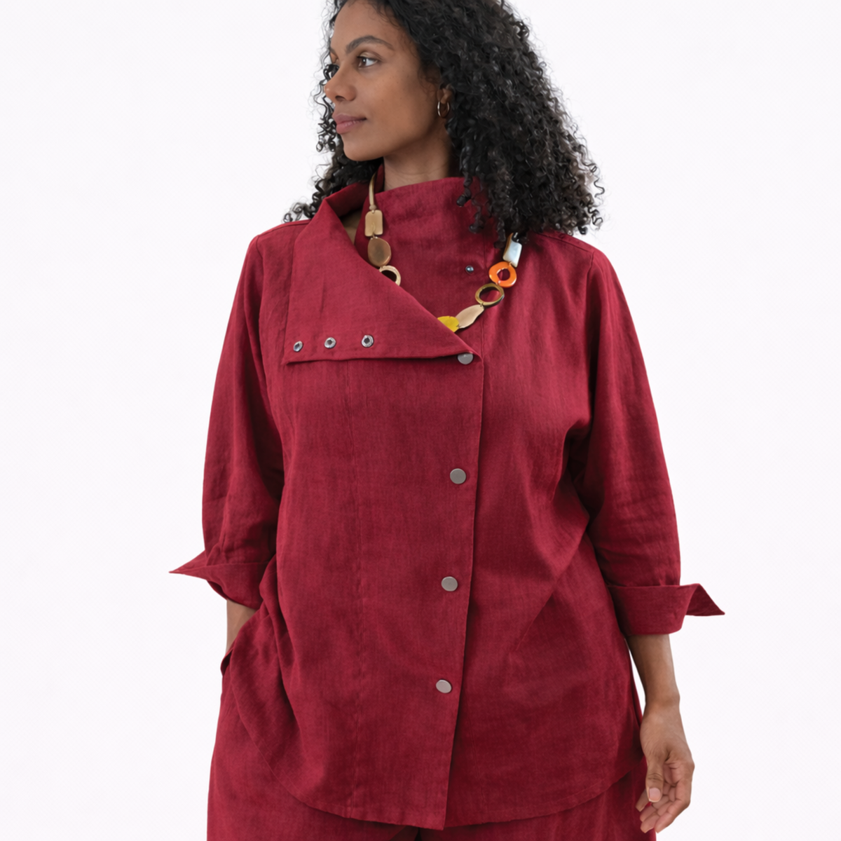 Ju’Ae 100% Linen Box Collar Tunic