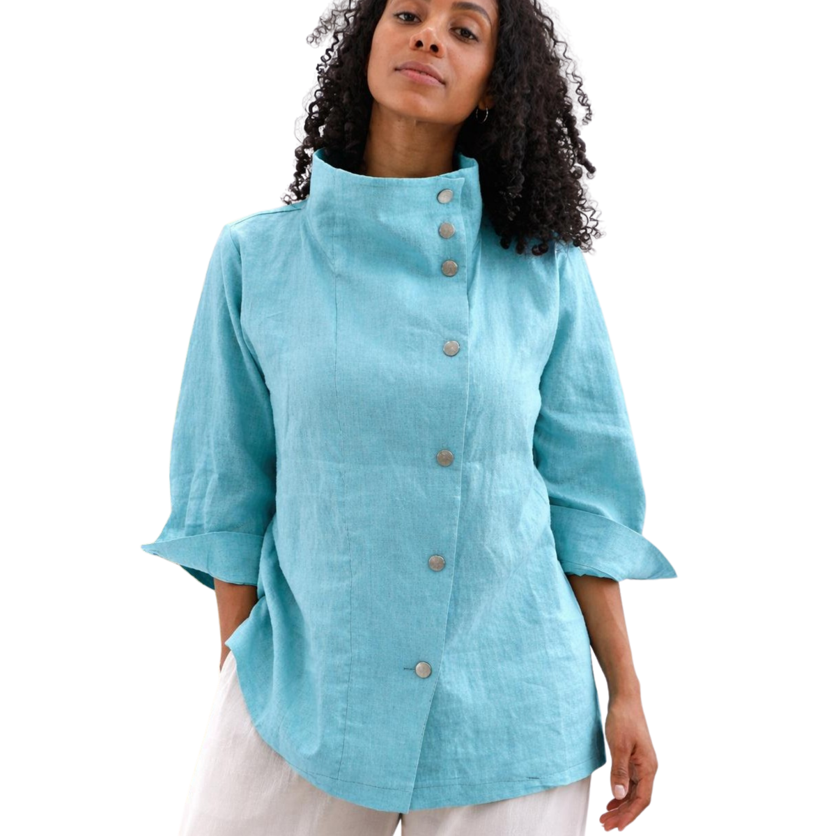 Ju’Ae 100% Linen Box Collar Tunic