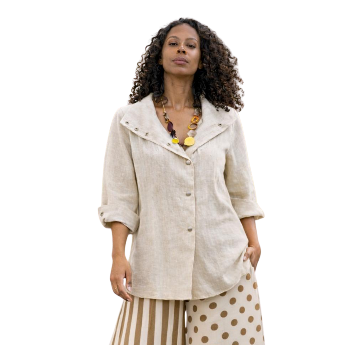 Ju’Ae 100% Linen Box Collar Tunic