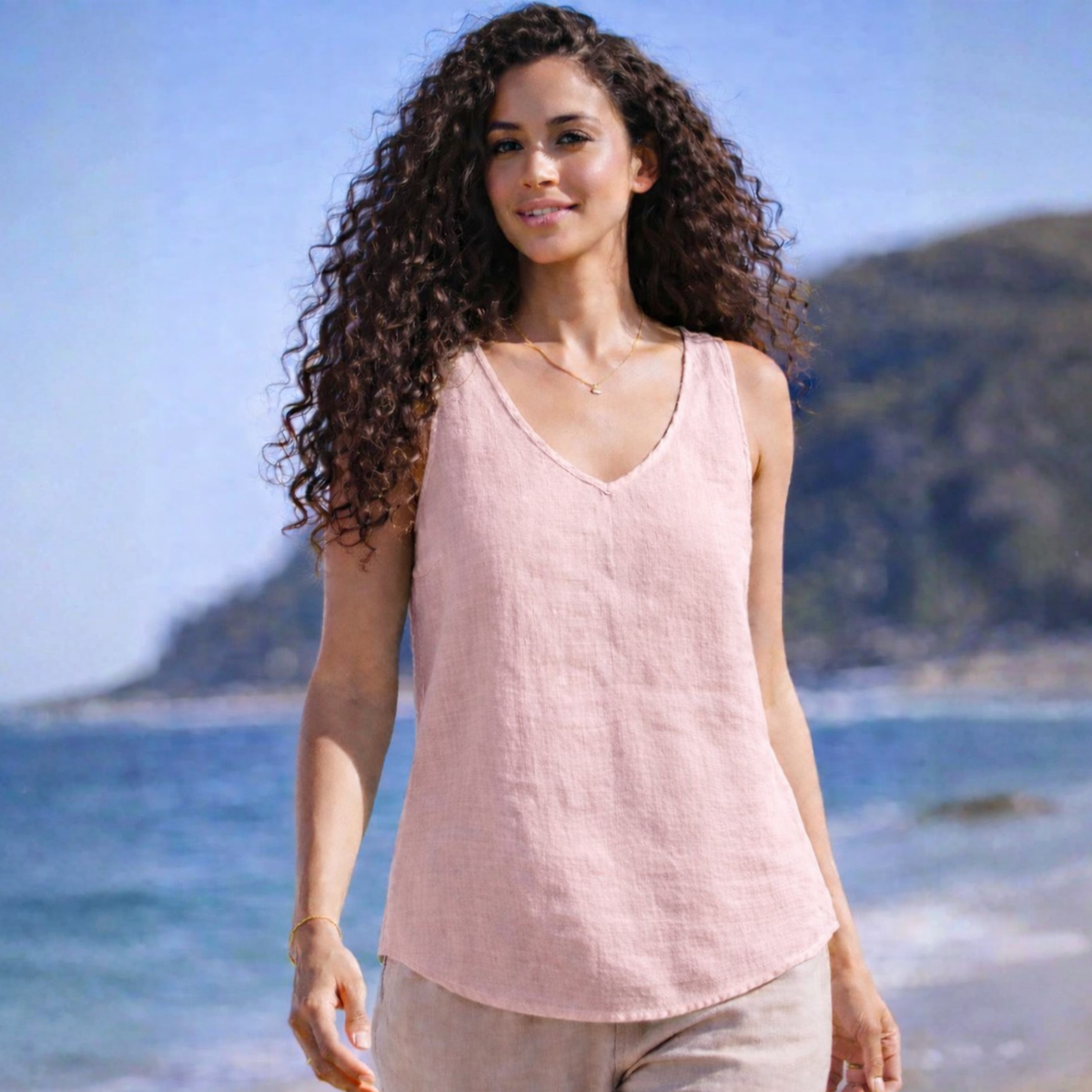 Elara Linen V-Neck Camisole
