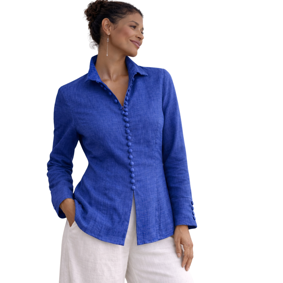 Zaria 100% Linen Relaxed-Fit Resort Blouse