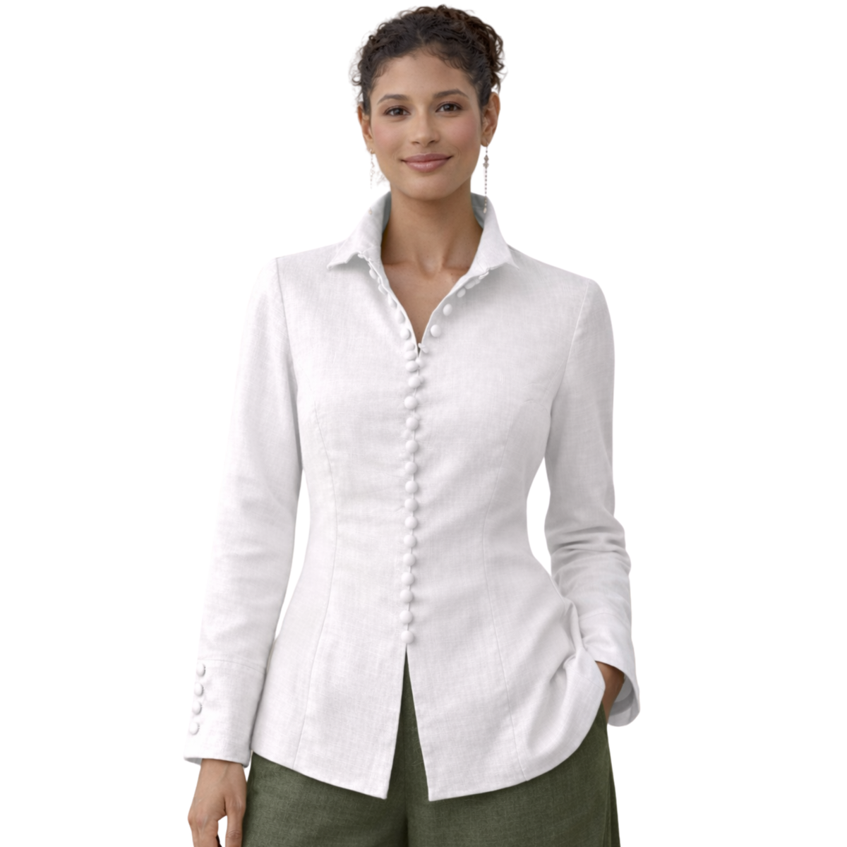 Zaria 100% Linen Relaxed-Fit Resort Blouse
