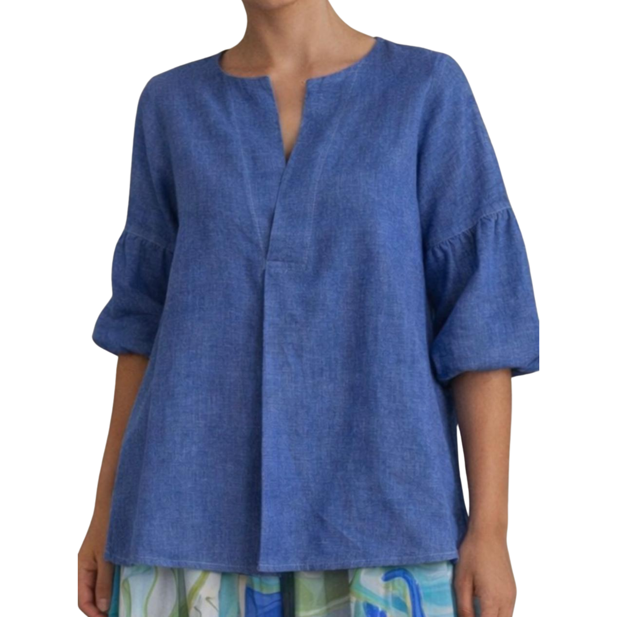 Nerina 100% Linen Balloon Sleeve Tunic Top