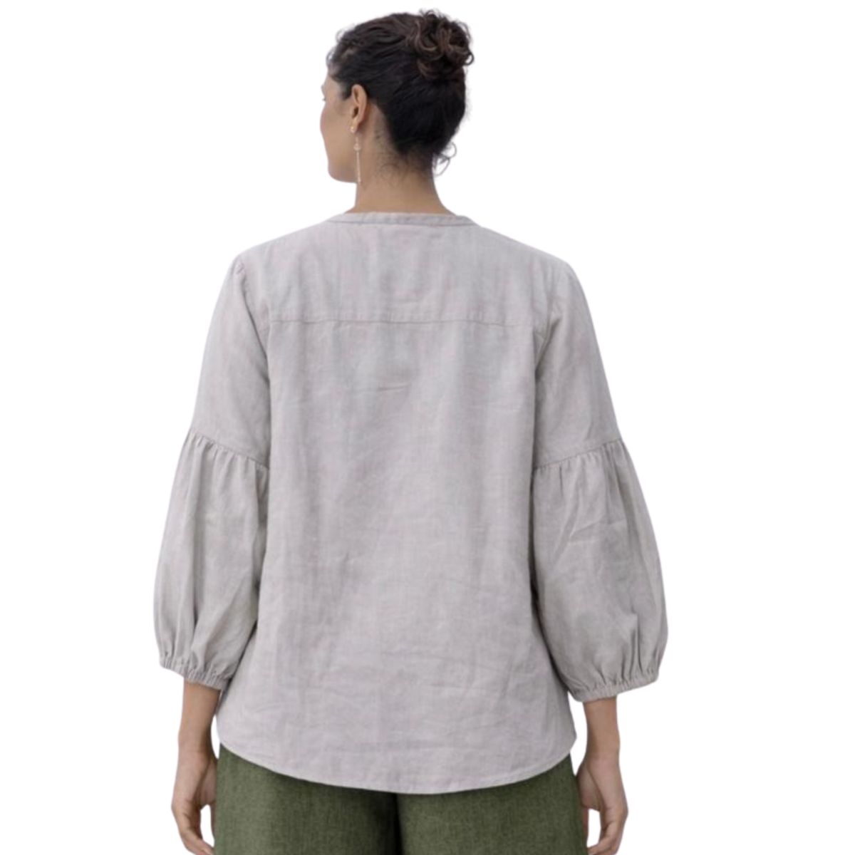 Nerina 100% Linen Balloon Sleeve Tunic Top