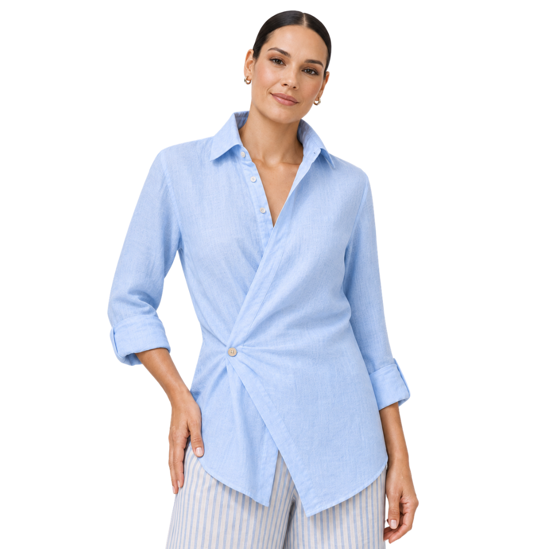 The Paloma Linen Wrap-Front Shirt