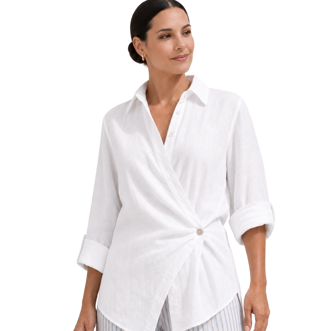The Paloma Linen Wrap-Front Shirt