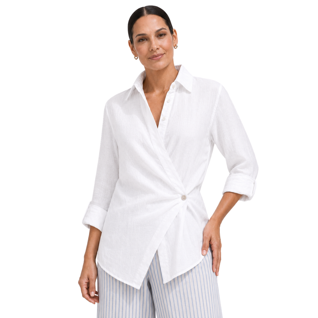 The Paloma Linen Wrap-Front Shirt