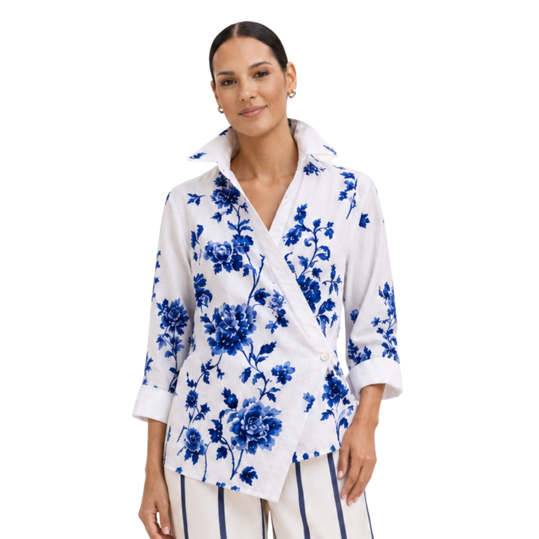 The Paloma Linen Wrap-Front Shirt