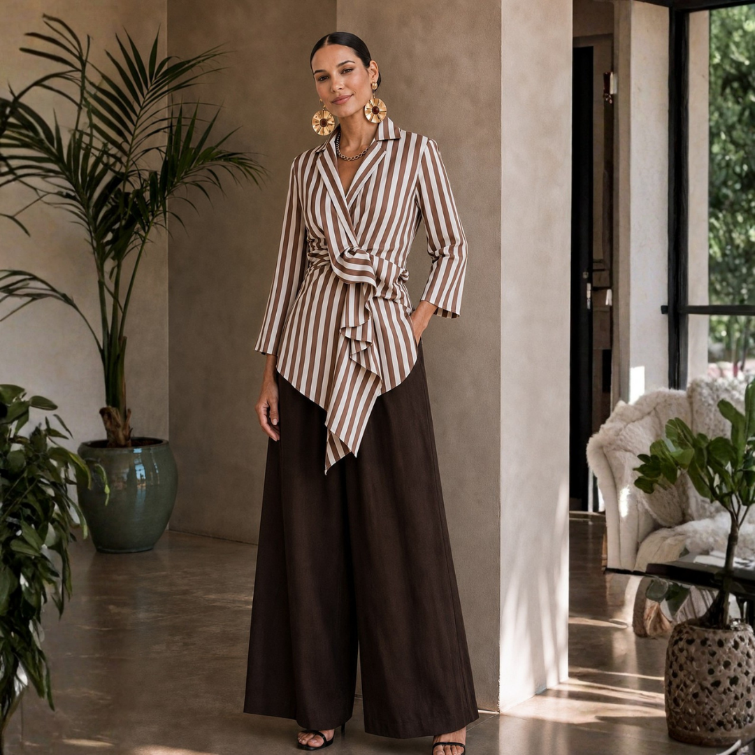 Alessia Two-Tone Circular-Flare Linen Maxi Skirt