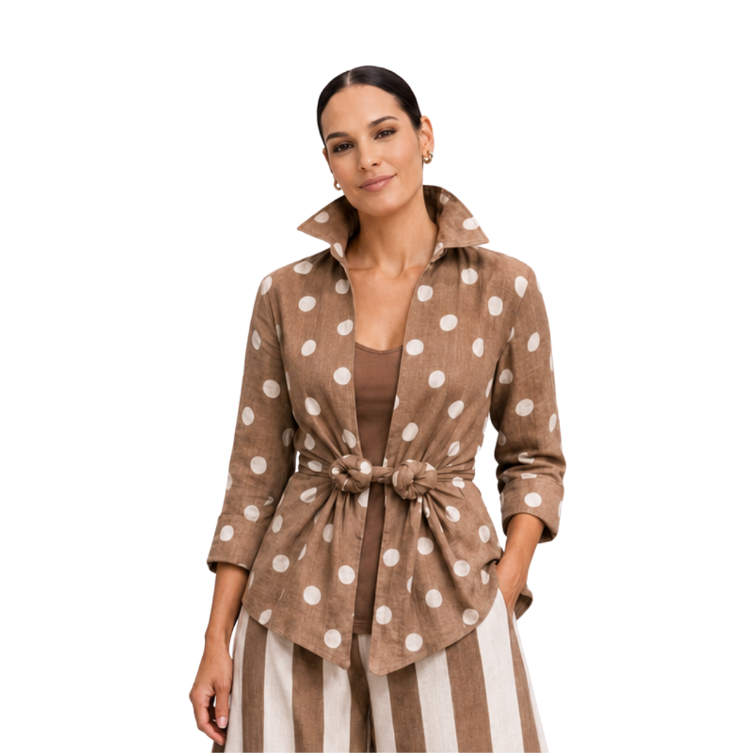 Sorelle Double-Rosette Tie Linen Jacket