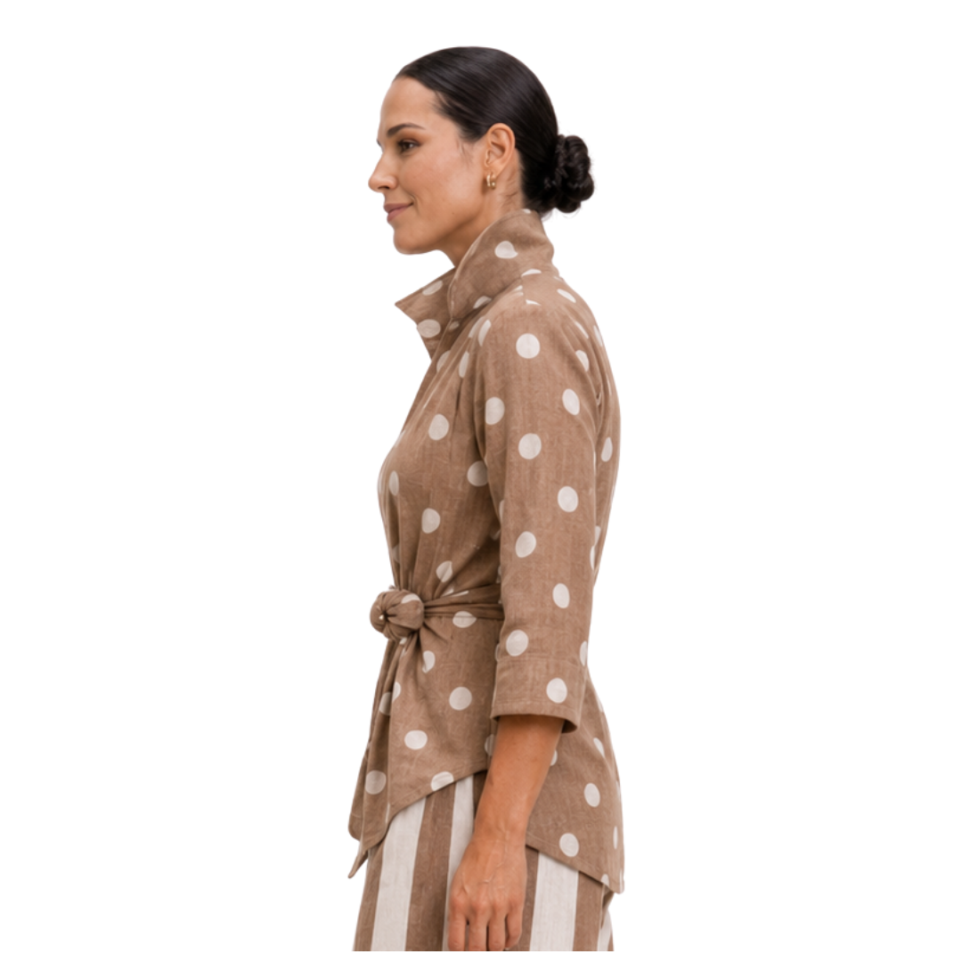 Sorelle Double-Rosette Tie Linen Jacket
