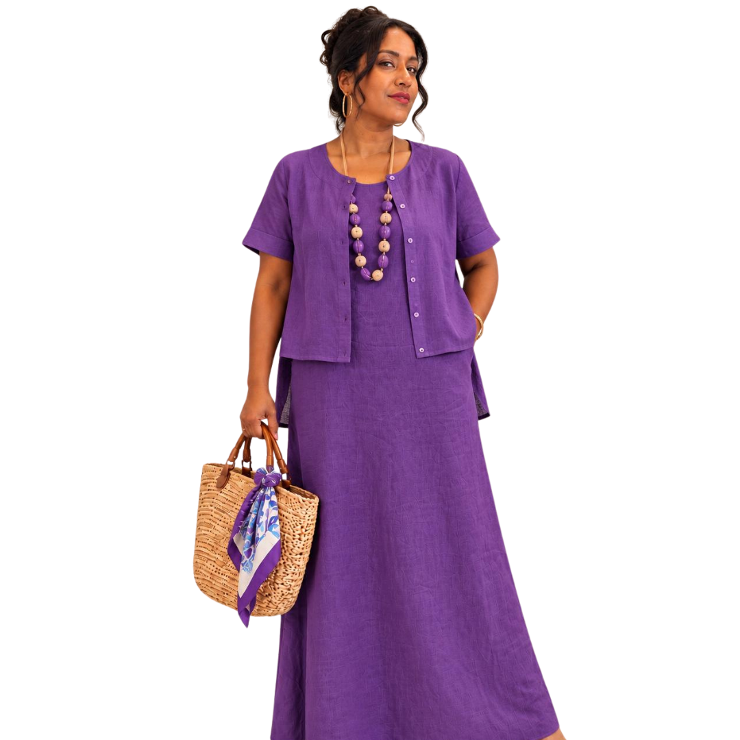 Linen High-Low Button-Front Top