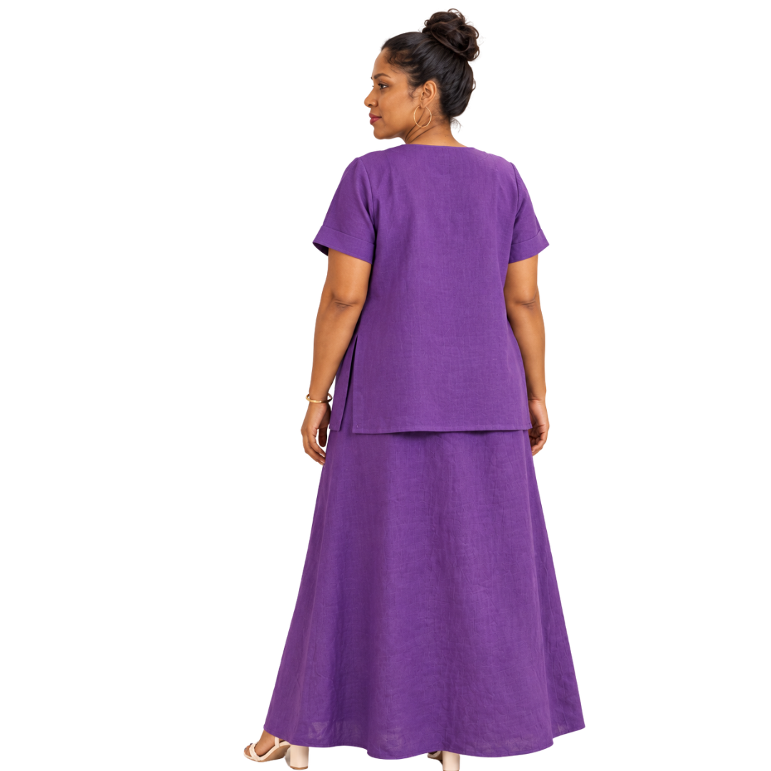 Linen High-Low Button-Front Top