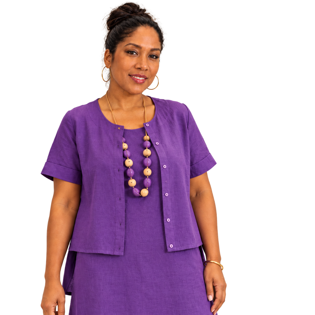 Linen High-Low Button-Front Top