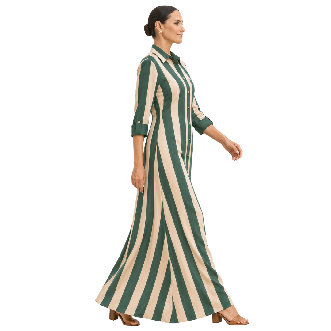The Isadora Convertible Crepe-Silk Maxi Shirt Dress